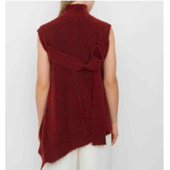 31 Phillip Lim Red Brick Belted Wool Turtleneck Sleeveless Sweater Yak sz XS - Picture 2 of 11